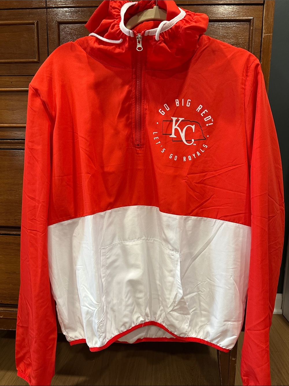 Husker Red and White Pullover Windbreaker
